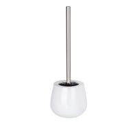 WENKO Porte Brosse WC Malta, Brosse WC silicone noire, céramique, Ø 13,6x39 cm, blanc