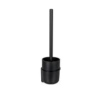 WENKO Brosse WC Murale Turbo-Loc Carpino | Fixation sans perçage Turbo-Loc 40kg pour Surfaces Lisses ou vis | Brosse WC avec Couvercle Flexible en Plastique et Support Mural métal| Noir| 9,5x35x10cm