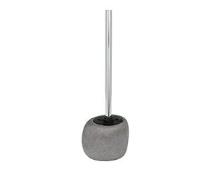 WENKO Brosse WC Pebble Stone gris - Porte-brosse WC, Polyrésine, 12.2 x 37 x 10.7 cm, Gris