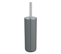 WENKO Brosse WC Posa Gris/Chromé - Porte-Brosse WC, Forme fermée, Plastique, 7.5 x 37 x 7.5 cm, Gris