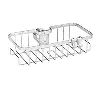 WENKO Caddy de douche Floresta Rectangulaire | Panier inox sans perçage pour un rangement pratique | Accessoires de douche en métal | DIM (l x h x p) 24 x 6,2 x 14 cm | Argent brillant