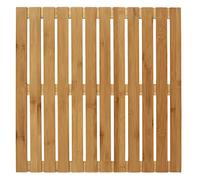 WENKO Caillebotis douche bois Bambou, tapis de bain antidérapant intérieur et extérieur, caillebotis de sol pour douche, baignoire, sauna & zone de piscine, bambou, 50x50cm, marron