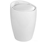 Wenko Tabouret Panier Candy – Coffre à linge 20 l, coussin & filet amovibles, ABS 120 kg, blanc