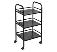 WENKO Chariot de rangement salle de bain E2X | Meuble salle de bain noir à 3 étagères sur roulettes | Etagère métallique en acier laqué | DIM (l x h x p) 41 x 75 x 32 cm | Noir