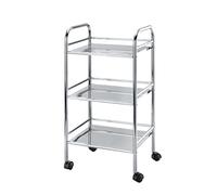 WENKO Chariot salle de bain Exclusiv avec 3 étagères | Chariot de salle de bain chromé en acier verchromé pour rangement pratique | DIM (l x h x p) 41 x 75 x 32 cm | Argent brillant