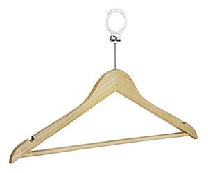 WENKO Cintre antivol, Cintre Bois, Lot de 4, 45 x 23.5 x 1.2 cm, Bois, Marron