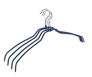 WENKO Cintre Slim 42 set de 4 - set de 4 cintres pour vêtements, avec revêtement antidérapant, Métal chromé, 41 x 21.5 x 0.5 cm, Argent brillant