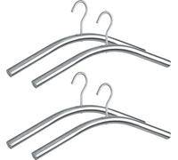 WENKO Cintres en métal Modèle Dry 4 pièces | Cintres Robustes en INOX pour Manteaux Vestes Chemises | Cintres de qualité en Acier Inoxydable | Dimensions 45 x 17 x 2,2 cm | Argent Mat