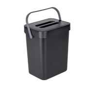 WENKO Collecteur de déchets à poignée Tago, poubelle d'un volume de 5 litres, compacte avec fixation sans perçage, possibilité de fixation Static-Loc® par-dessus une porte, 21 x 24,5 x 17 cm, noir