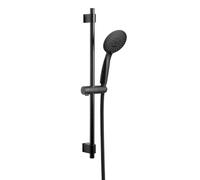 WENKO Colonne de Douche Modèle Young | Nettoyage Facile |Pommeau 11 cm |Barre de Douche, douchette à Main 5 Fonctions et Flexible de Douche Assorti 150cm | Noir