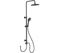 WENKO Colonne de Douche Noir Hauteur Réglable Barre avec Douchette 3 Modes Jets et Pommeau de Douche Système Economie d'Eau