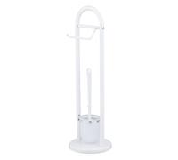 WENKO Combiné WC 2 en 1 Exclusif Siena | Brosse WC avec tête Blanche Interchangeable et dérouleur Papier Toilette | Accessoire Toilette | Acier laqué | DIM 19x63 cm | Blanc