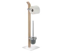 WENKO Combiné WC 2en1 Brosse WC et dérouleur Papier Toilette, Samona Nature, Bois - chromé, 20x71,5x20 cm