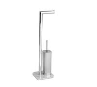 WENKO Combiné WC 2en1 Onyx, brosse WC et dérouleur papier toilette, acier inox