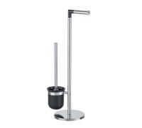 Wenko Combiné WC 2en1 Parus, brosse à tête remplaçable, dérouleur papier, inox brillant