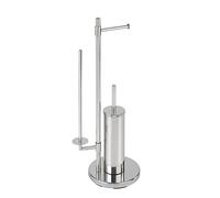 WENKO Combiné WC 3en1 Universalo Neo | Brosse WC et dérouleur Papier Toilette, Réserve Papier Toilette | Acier Inoxydable Anti Rouille | DIM 30x73x20 cm | Brillant
