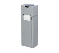 WENKO Combiné WC 6 en 1| Distributeur Papier Toilette, Brosse WC, Stockage Papier, Support téléphone et Tablette, Rangement Protection hygiènique ou Autres| 20 x 58,5 x 15 cm | Gris Mat
