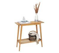 WENKO Console, Table d'entrée KONA | Table d'appoint en bambou | Etagère à 2 niveaux | Entrée, Salon, Couloir | 80 x 76 x 30 cm