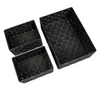 WENKO Corbeille bain Adria noire, kit 3, décorative le rangement et l'organisation aux dimensions S, M & L cuisine, salle bain et maison, organiseur en polypropylène robuste 34x13x24cm