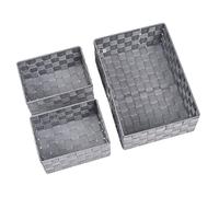 WENKO Set de 3 Paniers de Bain Adria, Boîte de Rangement Tendance, 2 paniers de Bain Adria Format M, 1 Format L, en polypropylène Robuste, Couleur : Gris