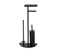 WENKO Ensemble WC sur Pied Cosenza Neo | Porte brossee WC 4 en 1 avec Support Brosse WC et Papier Toilette | Acier Noir | Dimensions (l x h x p) 32,5 x 72 x 17,5 cm | Accessoires Salle de Bain