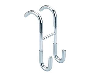 WENKO Crochet de douche Taranto, 2 crochets, pour cabines de douche et radiateurs, suspension pour raclette de douche et serviettes à main, fabriqué en acier inox, 5 x 12 x 7,5 cm, argent brillant
