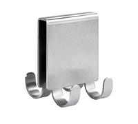 WENKO Crochet Double de paroi de Douche Vieste Duo, Crochet paroi de Douche pour Suspendre Peignoirs et Serviettes, Acier Inoxydable, 5,5x6x7 cm, Mat