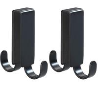 WENKO Crochet double de paroie de douche Vieste noir acier inox - Crochet pour paroi de douche, Acier inoxydable, 2 x 7 x 5.5 cm, Noir (Lot de 2)