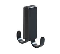 WENKO Crochet double de paroie de douche Vieste noir acier inox - Crochet pour paroi de douche, Acier inoxydable, 2 x 7 x 5.5 cm, Noir