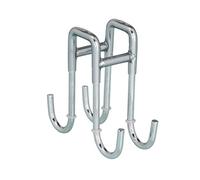 WENKO Crochet double pour porte de douche acier inox, Acier inoxydable, 8.5 x 8.3 x 3.5 cm, Brillant