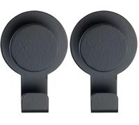 WENKO Crochet mural Blandas Noir mat acier inox - Crochet adhésif sans percer de trous, porte-serviettes, Acier inoxydable, 5 x 7.5 x 2.5 cm, Noir (Lot de 2)