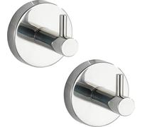 WENKO Crochet Mural Bosio Shine | Set de 2 Crochets Salle de Bain en INOX | Crochet Mural pour Serviettes | Matériau métal Inoxydable | Ø 5,5 cm | Couleur Argent Brillant