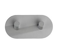 WENKO Crochet mural Duo gris mat acier inox - Crochet de salle de bain, crochet porte-serviette, autoadhésif, Acier inoxydable, 10 x 5 x 2.8 cm, Gris