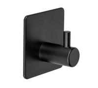 WENKO Crochet mural Ureo noir, kit de 3, crochets haute qualité, acier inoxydable verni haute qualité, crochet pour essuie-mains pour salle de bain & WC invités, fixation sans perçage 4,5 x 4,5 x 2 cm