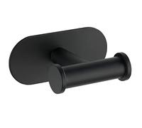 WENKO Crochet Porte Serviette Duo Orea Black, Crochet porte manteau fixation sans perçage Turbo-Loc®, Acier inox, 10x4,5x6,5 cm, noir mat