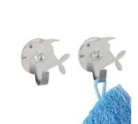WENKO Crochet ventouse Poisson set de 2 acier inox - set de 2, Acier inoxydable, 6.5 x 5.5 x 2.5 cm, Mat