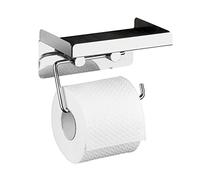 WENKO Dérouleur de papier hygiénique avec grande tablette de rangement acier inox Brillant