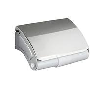 WENKO Dérouleur papier WC avec couvercle Basic acier inox avec couvercle Brillant