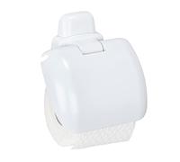 WENKO Dérouleur Papier WC avec Couvercle Pure, Plastique (ABS), 16 x 5 x 16 cm, Blanc