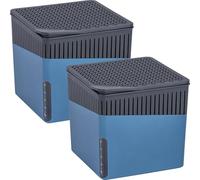WENKO Déshumidificateur Cube 1000 g, Lot de 2, pour pièces Jusqu’à 80 m³, elimine l'humidité, Anti moississure, sans électricité, Silencieux, Rechargeable, Bleu