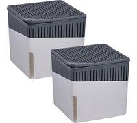 WENKO Déshumidificateur Cube 1000 g, Lot de 2, pour pièces Jusqu’à 80 m³, elimine l'humidité, Anti moississure, sans électricité, Silencieux, Rechargeable, Gris