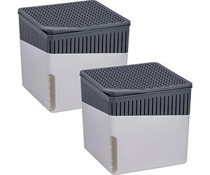 WENKO Déshumidificateur Cube 1000 g, lot de 2, pour pièces jusqu’à 80 m³, elimine l'humidité, anti moississure, sans électricité, silencieux, rechargeable, gris