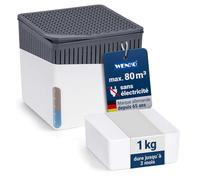 WENKO Déshumidificateur Cube 1000 g – pour pièces jusqu’à 80 m³ – blanc/gris 16,5×15,7×16,5 cm
