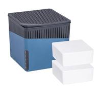 WENKO Déshumidificateur Cube absorbeur d’humidité Bleu | Absorbeur d’humidité sans électricité pour pièces jusqu'à 80 m³ | 2 x 1000 g Calcium chlorure Inclus | ABS 16,5 x 15,7 x 16,5 cm