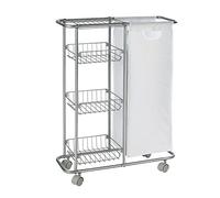 WENKO Desserte à roulettes étroite Slim, Chariot de ménage, Rangement cellier avec 3 paniers de Rangement, métal - Plastique, 58x80x20 cm, Gris