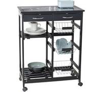 Wenko - Desserte de cuisine à roulettes bois Bon Appetit - L. 67 x H. 86 cm - Noir - Bon Appetit Noir G