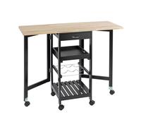 Wenko - Desserte de cuisine dépliante 6 roulettes - Noir