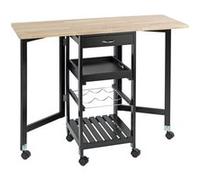 Maximex Chariot pliable de cuisine 6 roulettes Noir - Supporte jusqu'à 10 kg