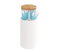 WENKO Porte-Cotons-tiges Laresa, Rangement pour Cotons-tiges d'une Longueur maximale de 7,8 cm avec Couvercle en Bambou Durable, Distributeur de Cotons-tiges cosmétiques en Plastique de Haute qualité