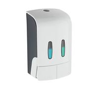 Wenko Distributeur mural de désinfectant et savon Tartas 2 chambres – Sans perçage, 2×480 ml, blanc